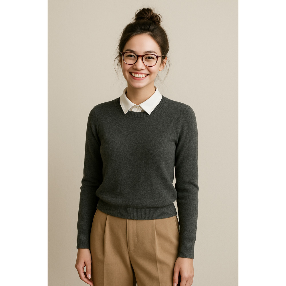 Twin-set Simona Barbieri Sweater in HEATHER GRAY size L Cashmere silk NWT preppy